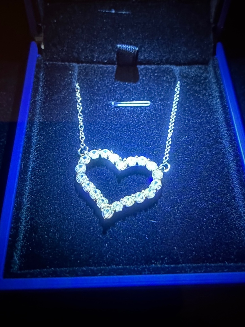 White Sapphire Heart Pendant Necklace, Sterling Silver